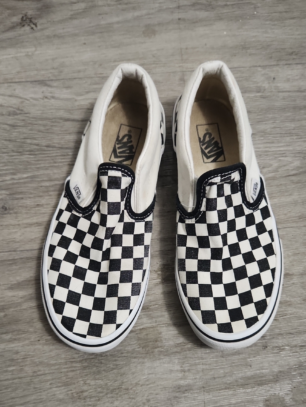Vans Kids Slip-On Checkerboard Sneakers - Black & White